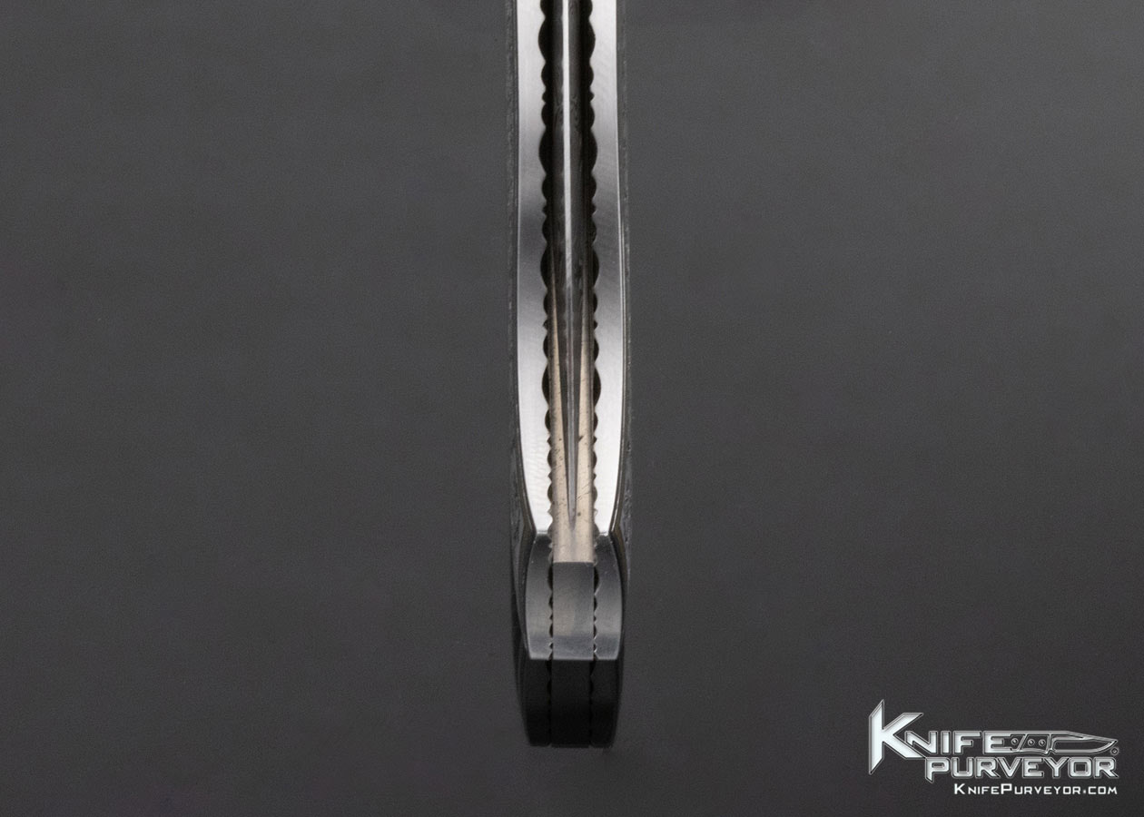 John W. Smith Custom Knife Sole Authorship Damascus and Engraved "Brioni Tie Pattern" Lockback with 24Kt Gold Inlays - Image 6