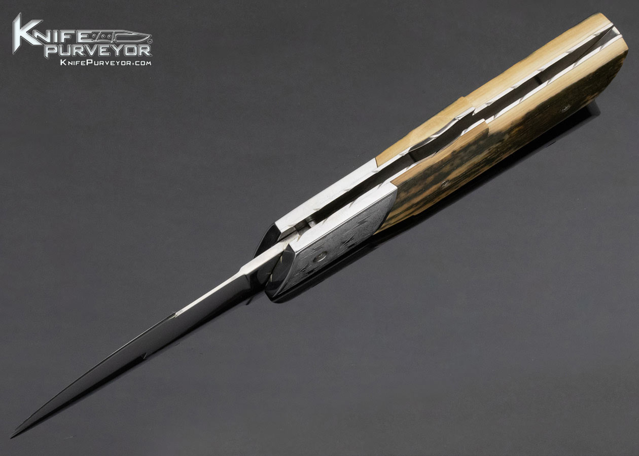 Mike Whiskers Allen Custom Knife Sole Authorship Engraved Mammoth Lightning Bolt Lever Release Automatic 13726