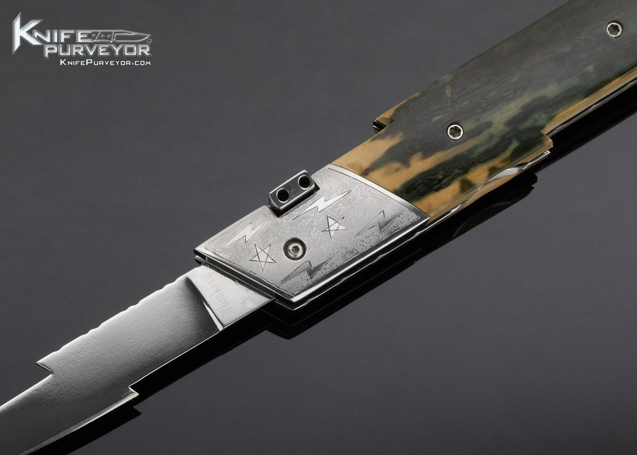 Mike Whiskers Allen Custom Knife Sole Authorship Engraved Mammoth Lightning Bolt Lever Release Automatic - Image 2