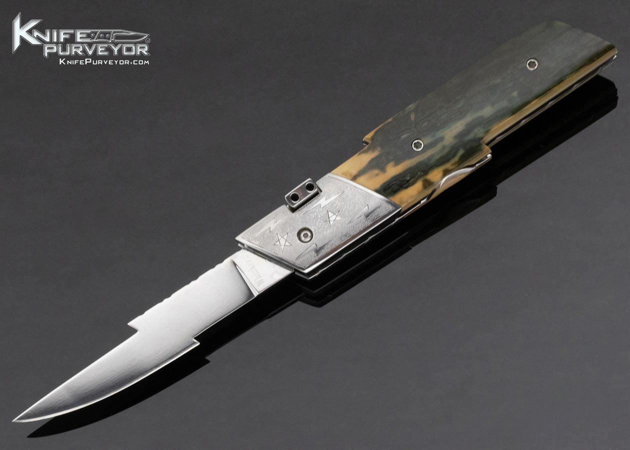 Mike Whiskers Allen Custom Knife Sole Authorship Engraved Mammoth Lightning Bolt Lever Release Automatic 13726