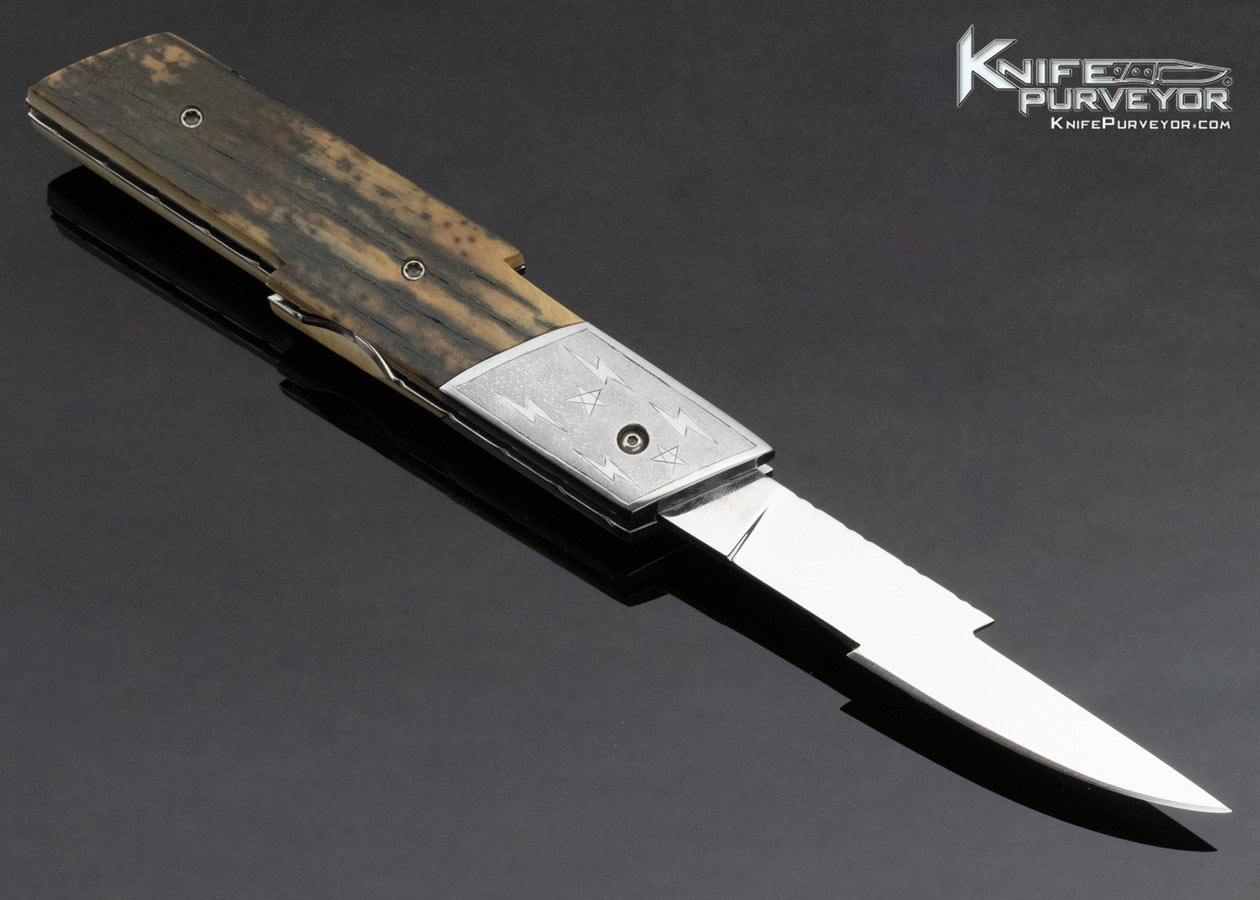 Mike Whiskers Allen Custom Knife Sole Authorship Engraved Mammoth Lightning Bolt Lever Release Automatic - Image 3