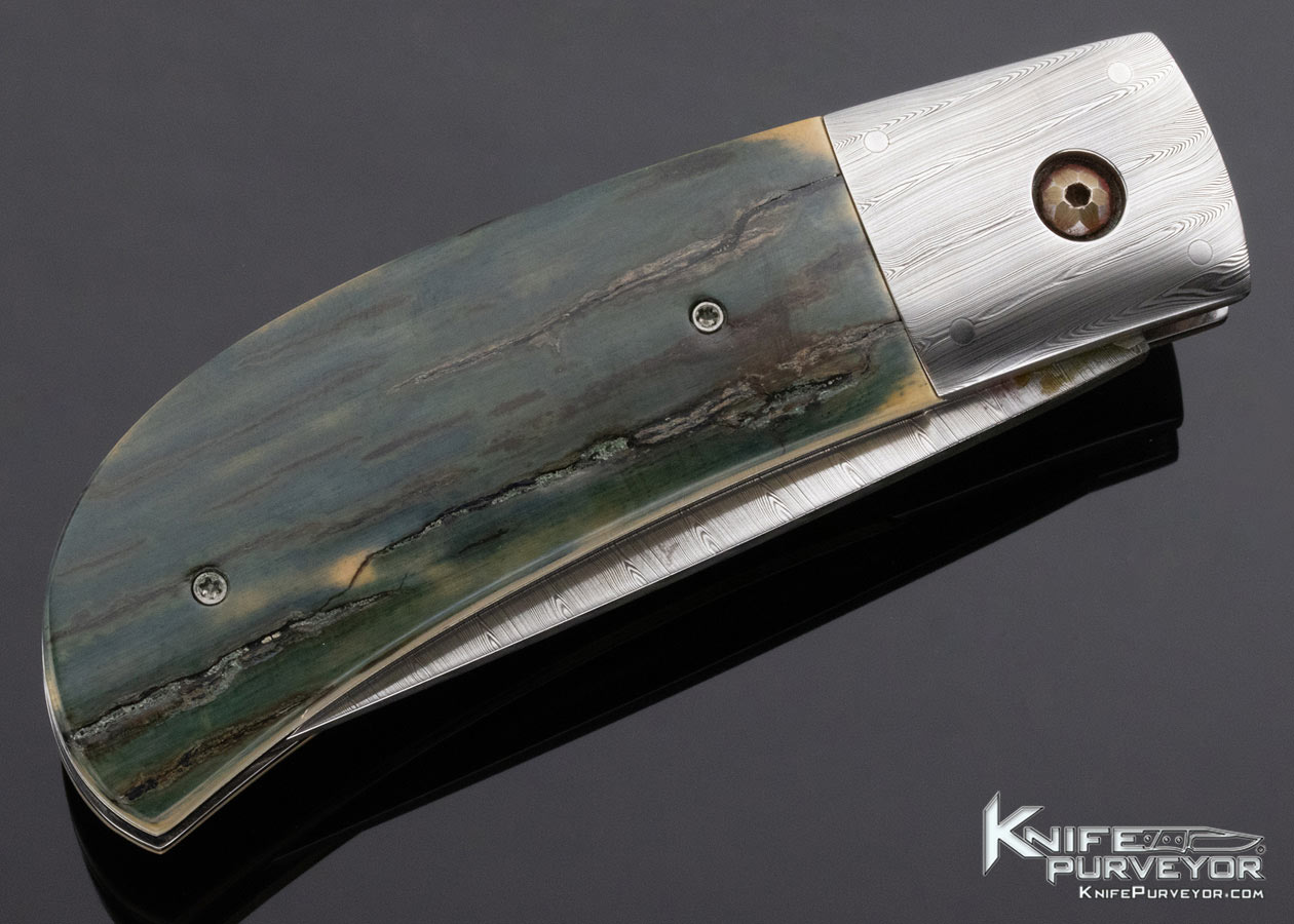 Phil Booth Custom Knife Damascus and Mammoth Button Release Automatic - Image 4