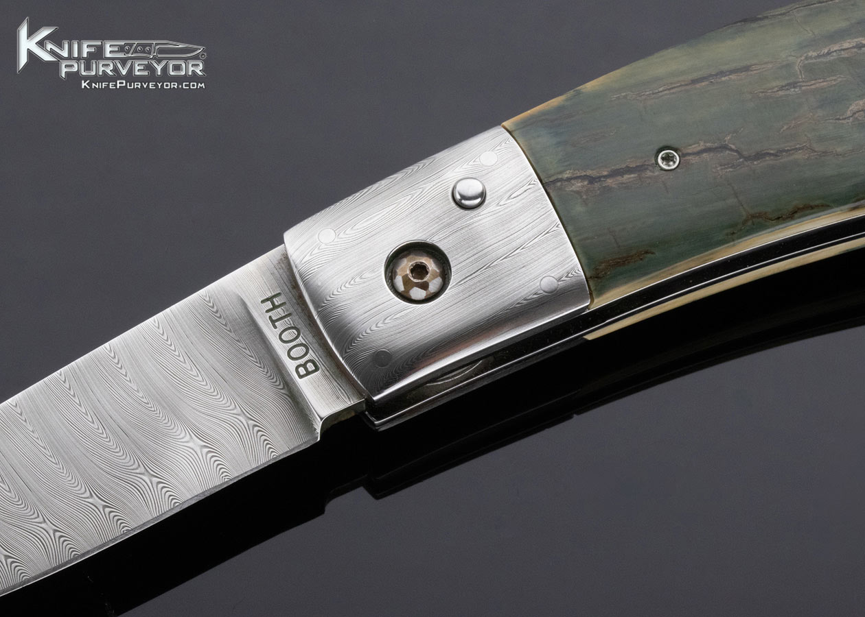 Phil Booth Custom Knife Damascus and Mammoth Button Release Automatic - Image 2