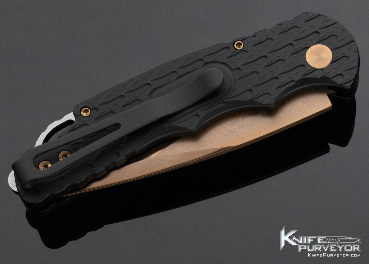 Protech TR-5 RG Blade Show 2023 Tatical Response 5 Black "Feathered Textured" Handle Rose Gold Blade #90 of 100 13644