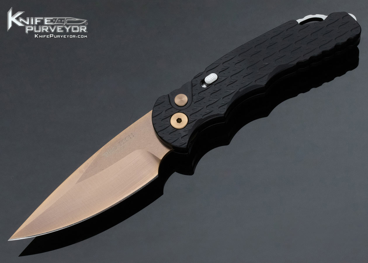 Protech TR-5 RG Blade Show 2023 Tatical Response 5 Black "Feathered Textured" Handle Rose Gold Blade #90 of 100 13644