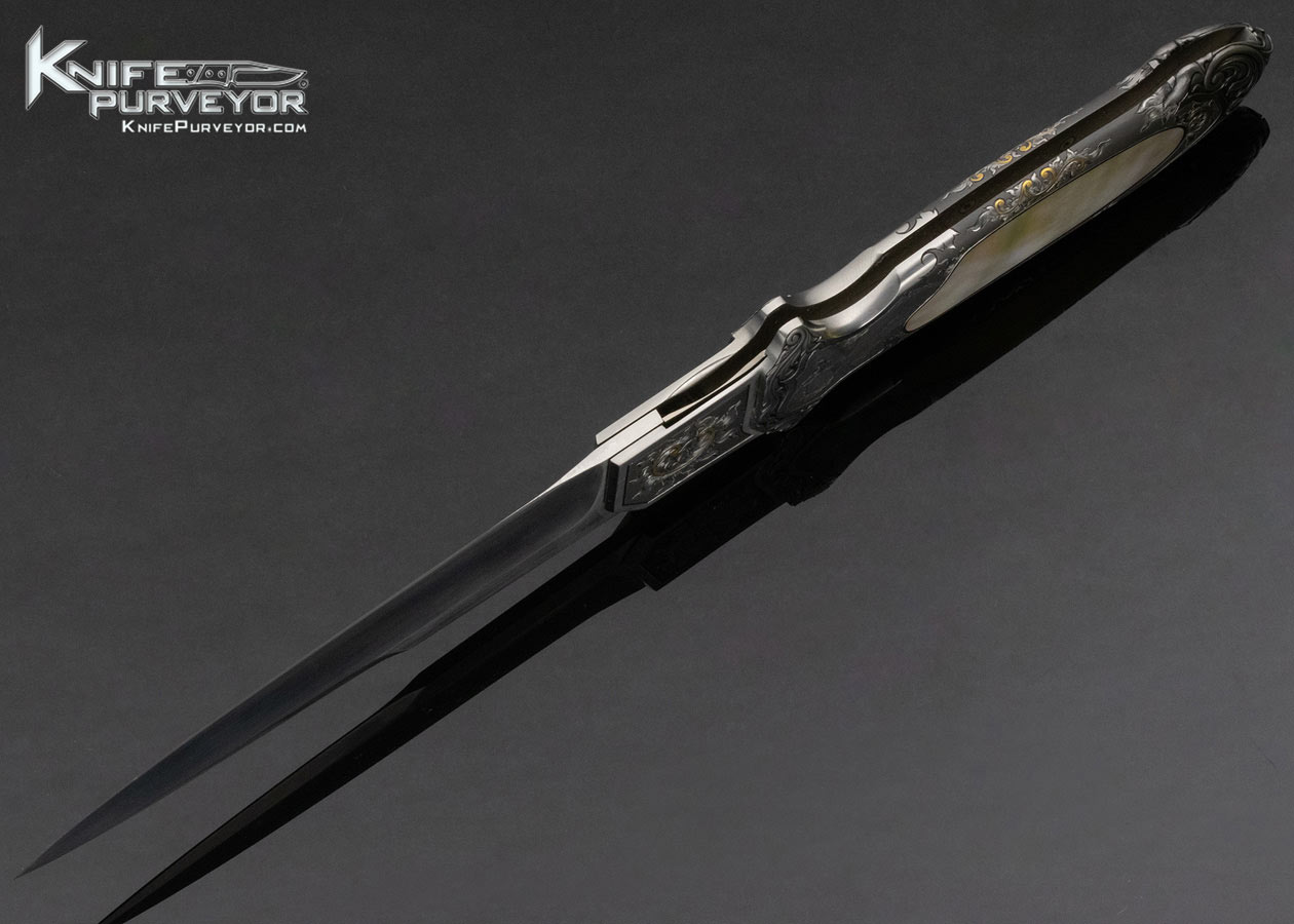 Rick Eaton Custom Knife Sole Authorship Engraved Gold Lip Pearl Interframe Linerlock Flipper 13667