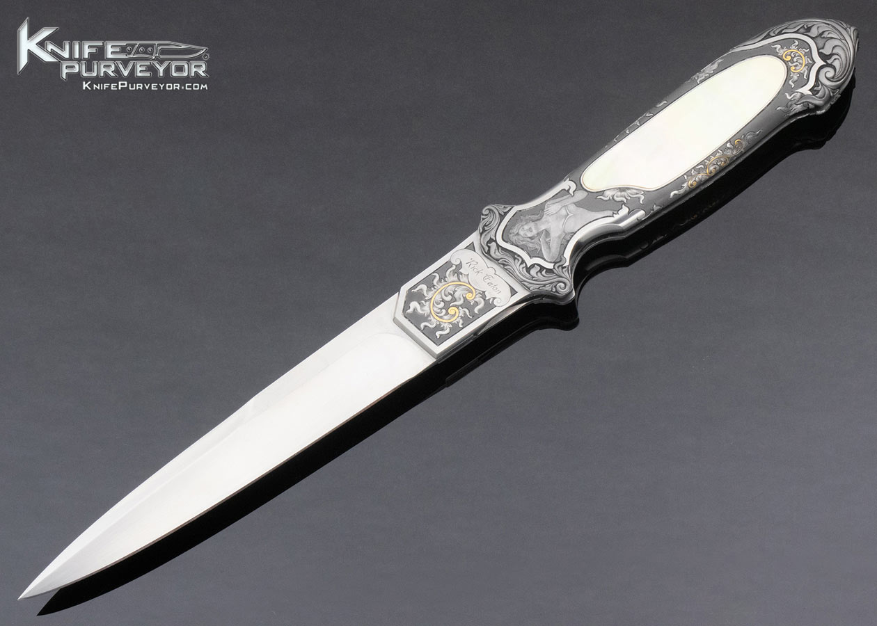 Rick Eaton Custom Knife Sole Authorship Engraved Gold Lip Pearl Interframe Linerlock Flipper 13675