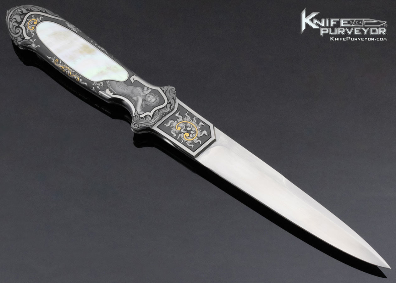 Rick Eaton Custom Knife Sole Authorship Engraved Gold Lip Pearl Interframe Linerlock Flipper - Image 6