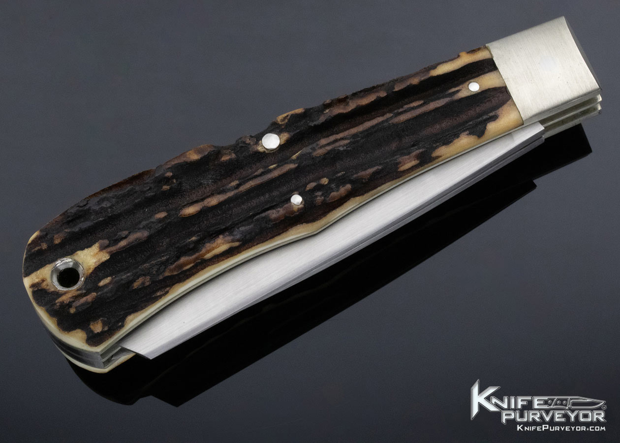 Seiichi Tasaki Custom Knife Stag and Nickle Silver Remington Bullet 2 Blade Slip Joint - Image 4
