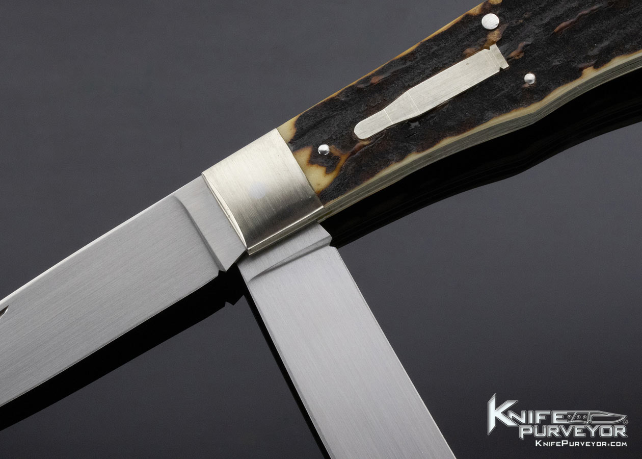Seiichi Tasaki Custom Knife Stag and Nickle Silver Remington Bullet 2 Blade Slip Joint - Image 2