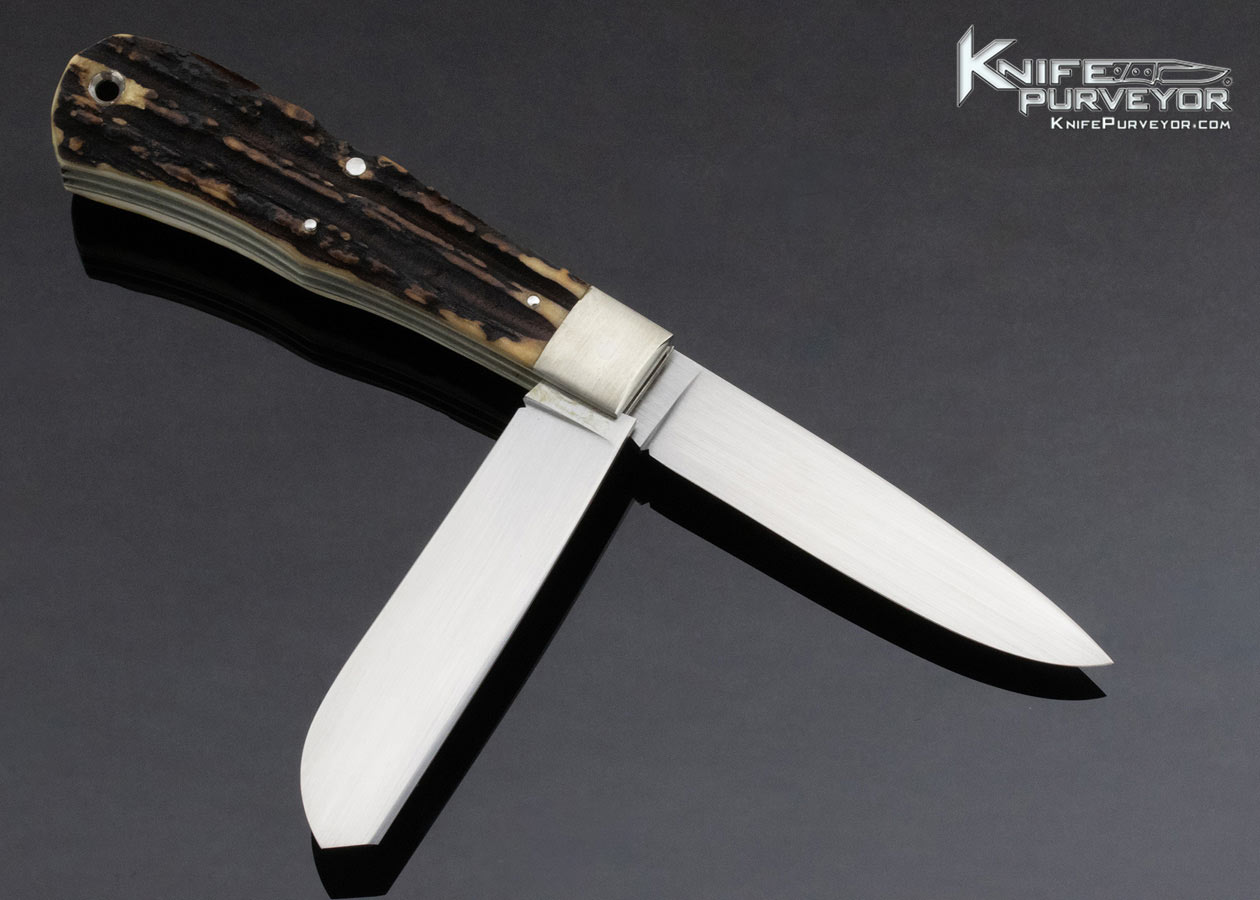 Seiichi Tasaki Custom Knife Stag and Nickle Silver Remington Bullet 2 Blade Slip Joint - Image 3