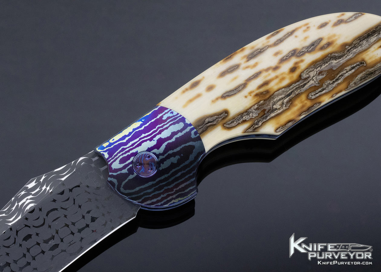 Stan Wilson Custom Knife Outer Bark Mammoth, Timascus and Damascus "NFF" Non Flipper Flipper - Image 2