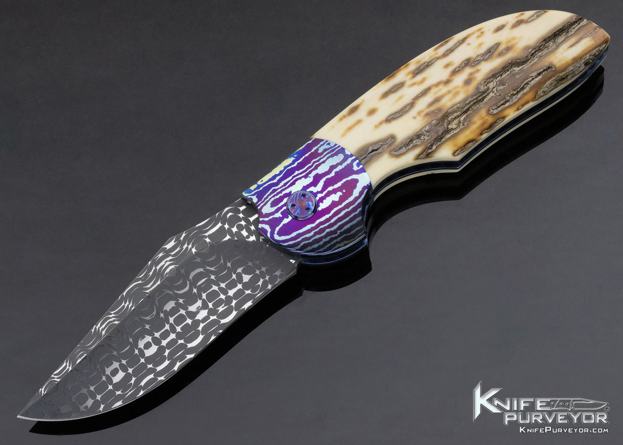 Stan Wilson Custom Knife Outer Bark Mammoth, Timascus and Damascus