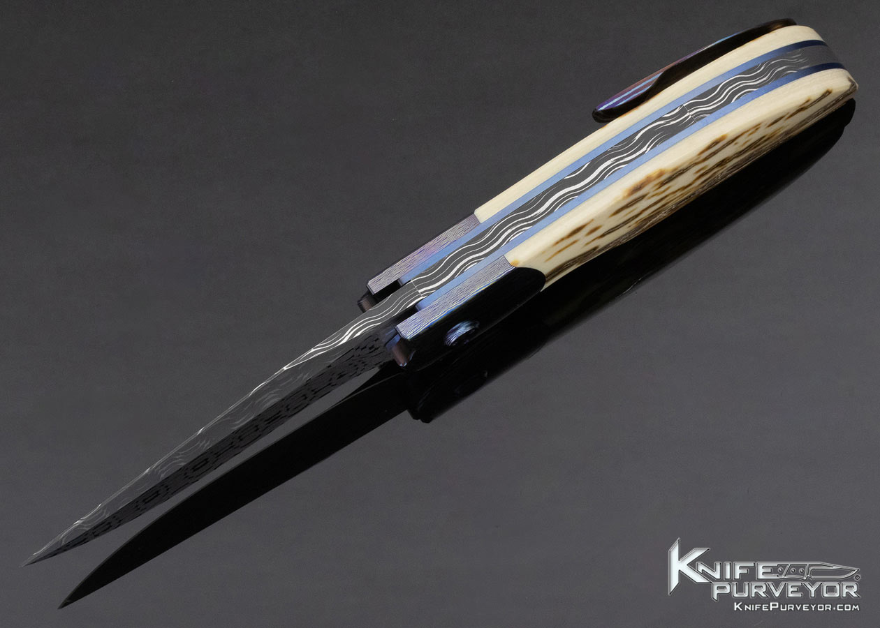 Stan Wilson Custom Knife Outer Bark Mammoth, Timascus and Damascus "NFF" Non Flipper Flipper - Image 5