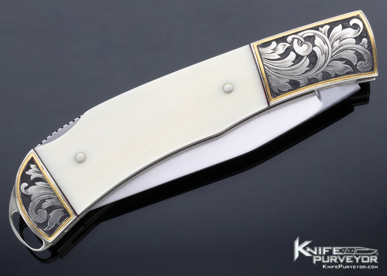 L.G. Green Custom Knife Jon Robyn Engraved Mammoth Double Bolster Lockback - Image 6