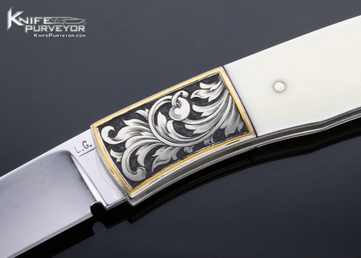 L.G. Green Custom Knife Jon Robyn Engraved Mammoth Double Bolster Lockback - Image 5