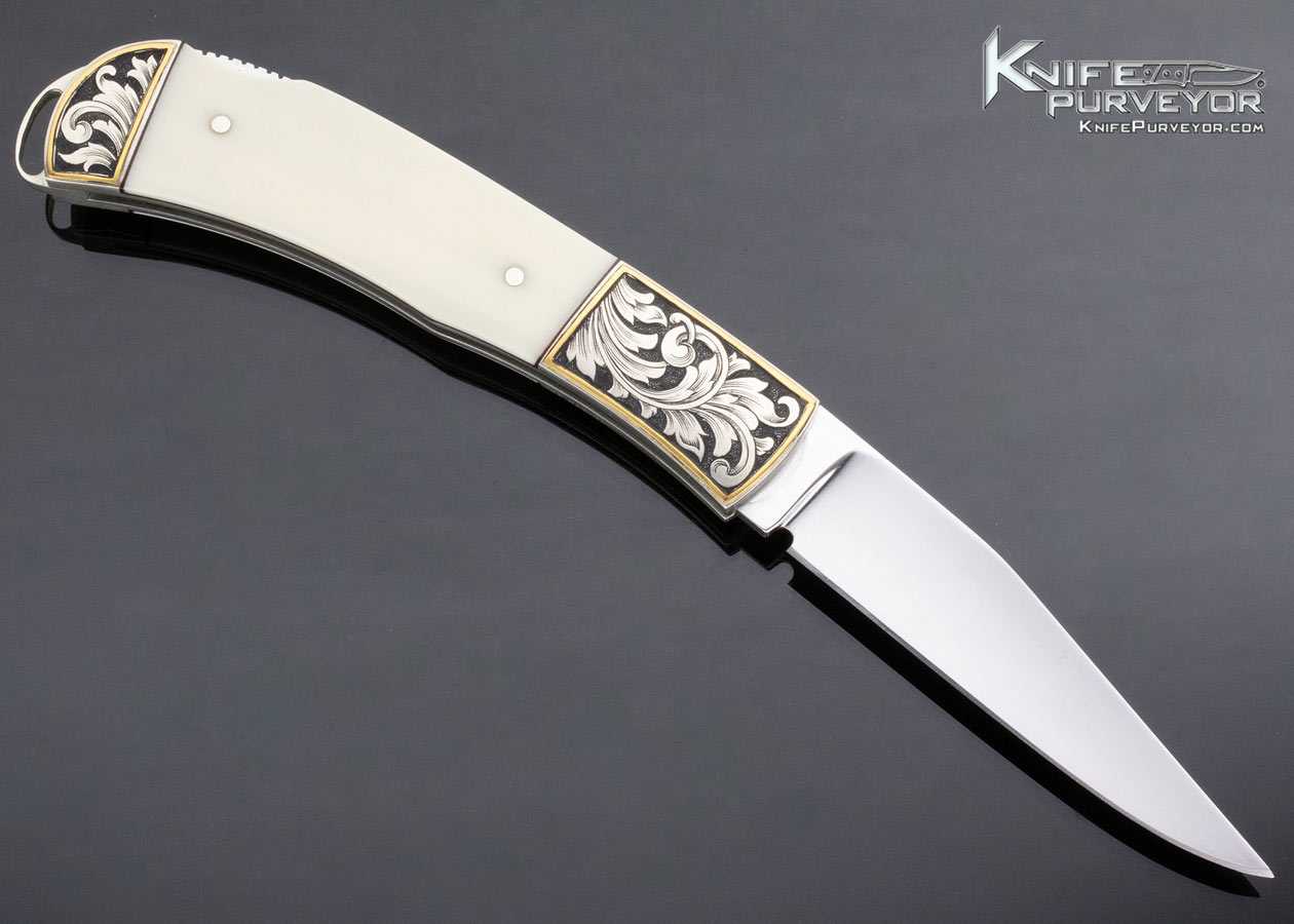 L.G. Green Custom Knife Jon Robyn Engraved Mammoth Double Bolster Lockback - Image 3