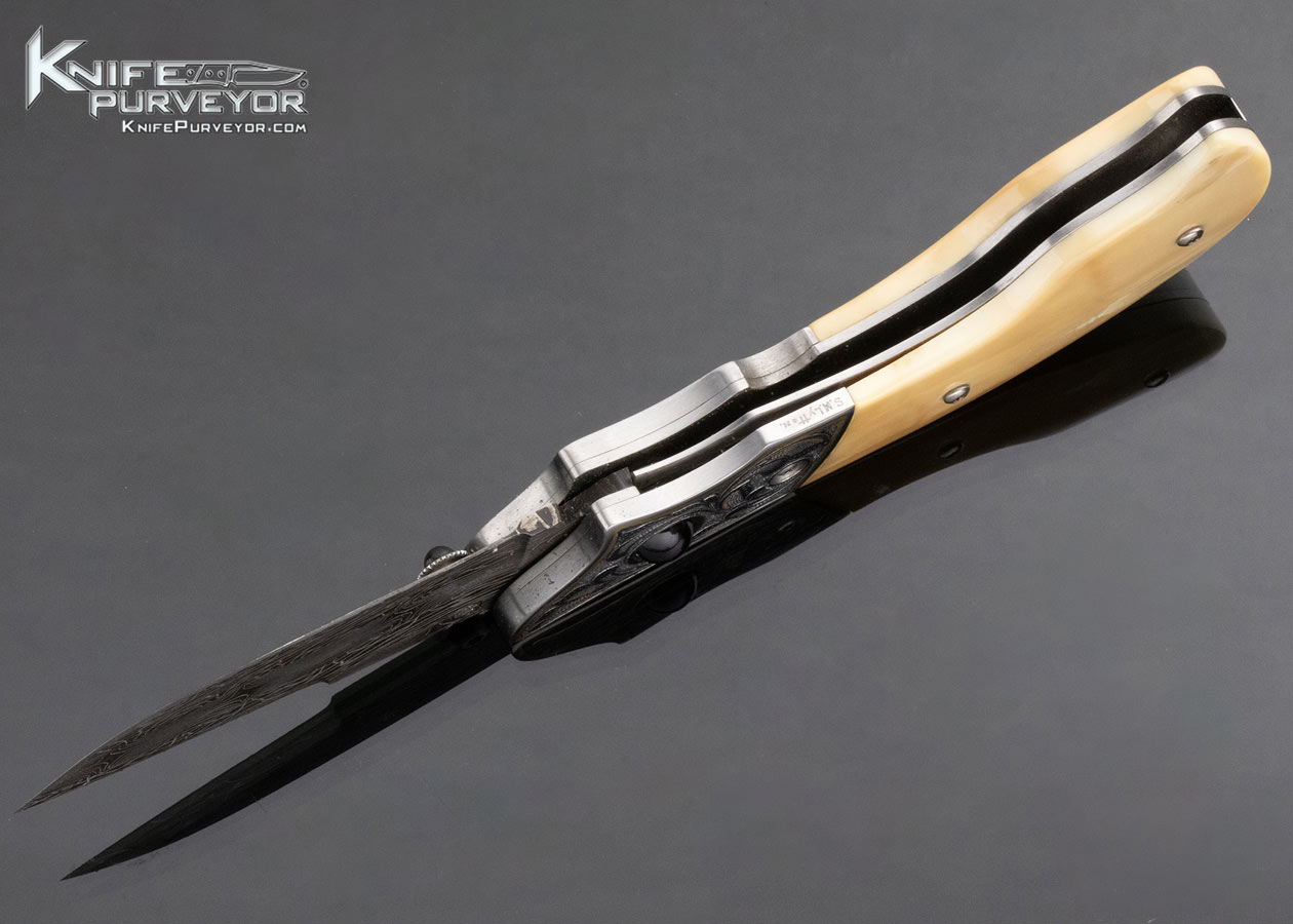 Jot Singh Khalsa Custom Knife Simon Lytton Engraved Fossilized Walrus LinerLock 13685