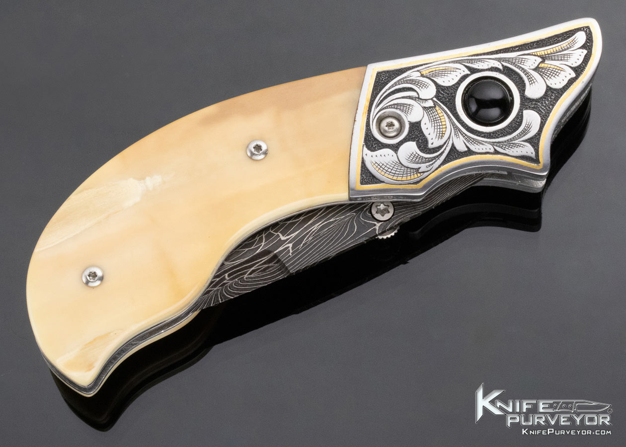 Jot Singh Khalsa Custom Knife Simon Lytton Engraved Fossilized Walrus LinerLock - Image 4