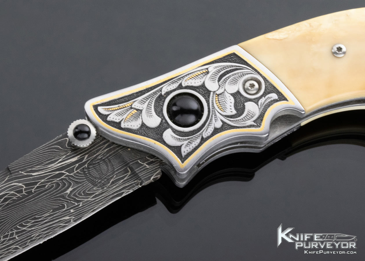Jot Singh Khalsa Custom Knife Simon Lytton Engraved Fossilized Walrus LinerLock - Image 2