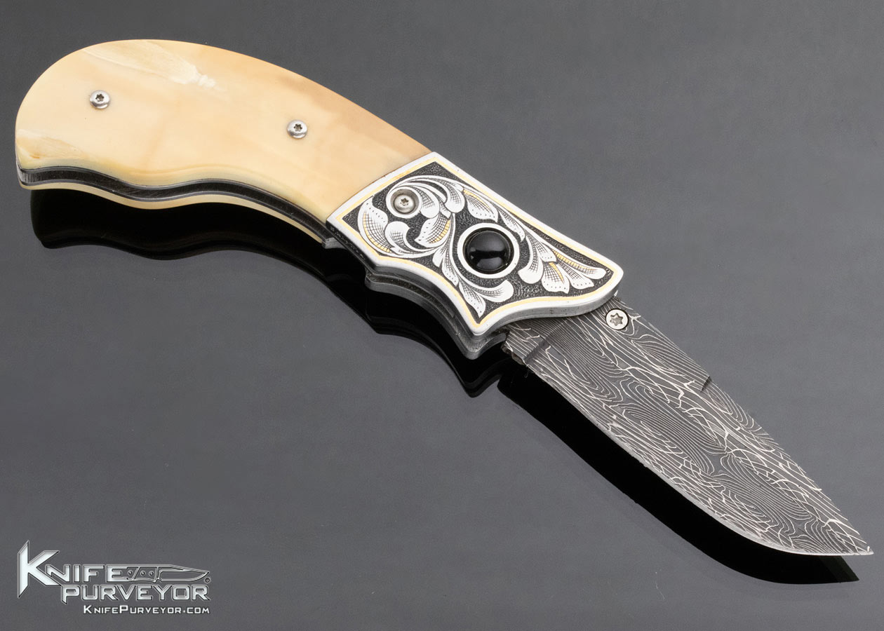 Jot Singh Khalsa Custom Knife Simon Lytton Engraved Fossilized Walrus LinerLock - Image 3