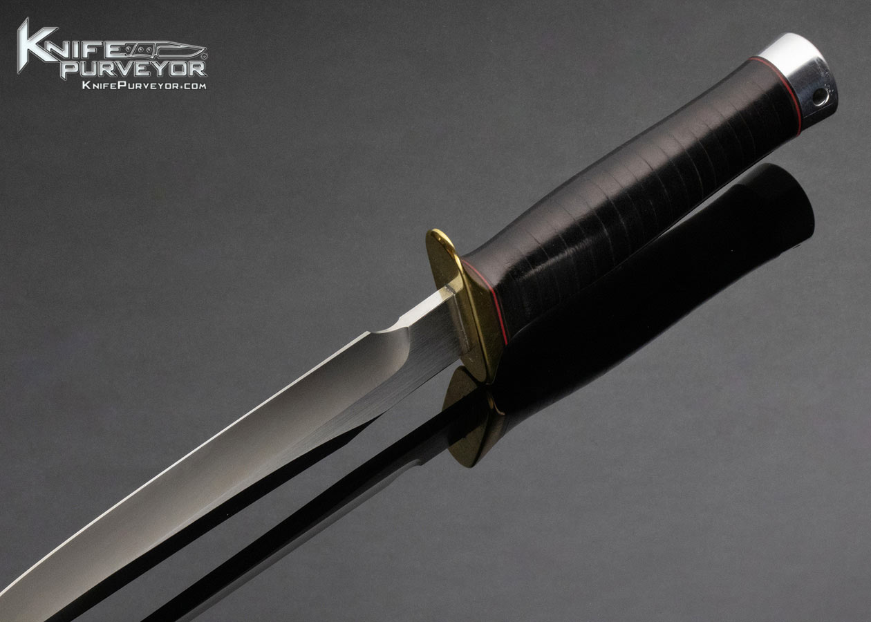 Matt Martin Custom Knife Vehement Knives Black Stacked Leather 3V Fighter 14299