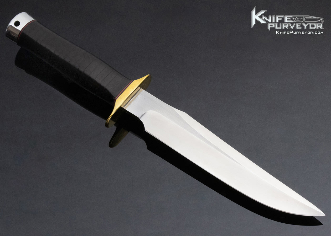 Matt Martin Custom Knife Vehement Knives Black Stacked Leather 3V Fighter with Sheath - Image 3