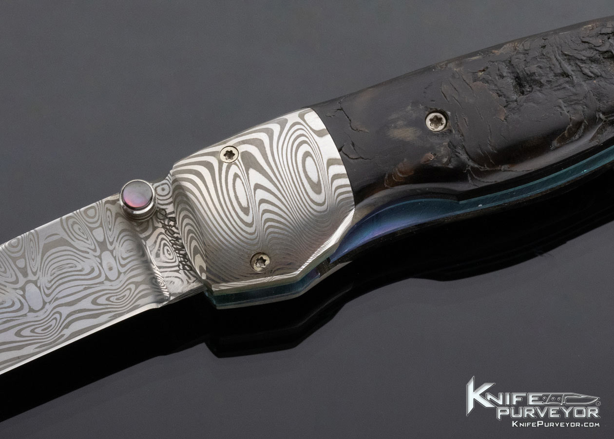 Murray Sterling Custom Knife Damasteel & Cape Buffalo Linerlock - Image 2