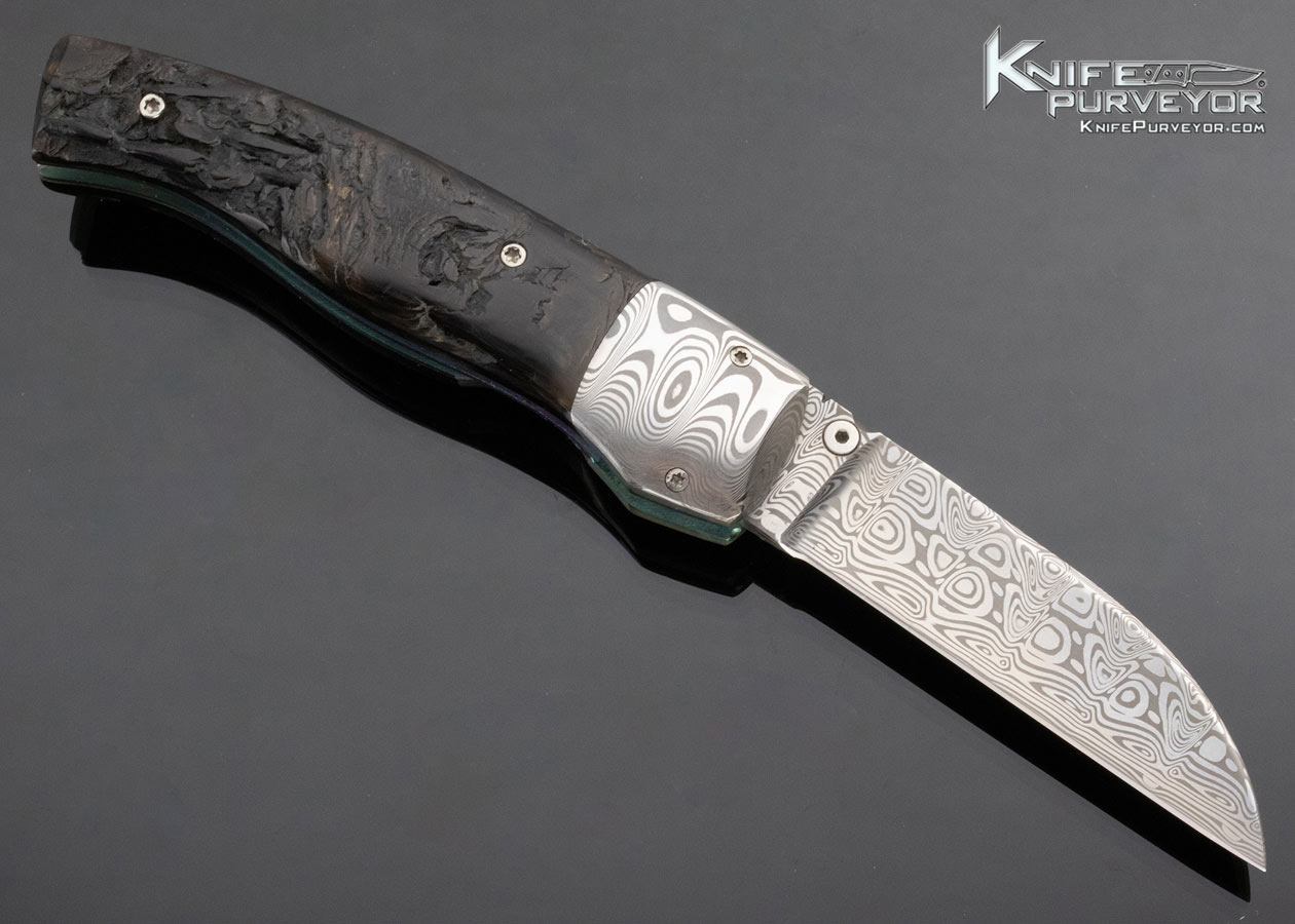 Murray Sterling Custom Knife Damasteel & Cape Buffalo Linerlock - Image 3