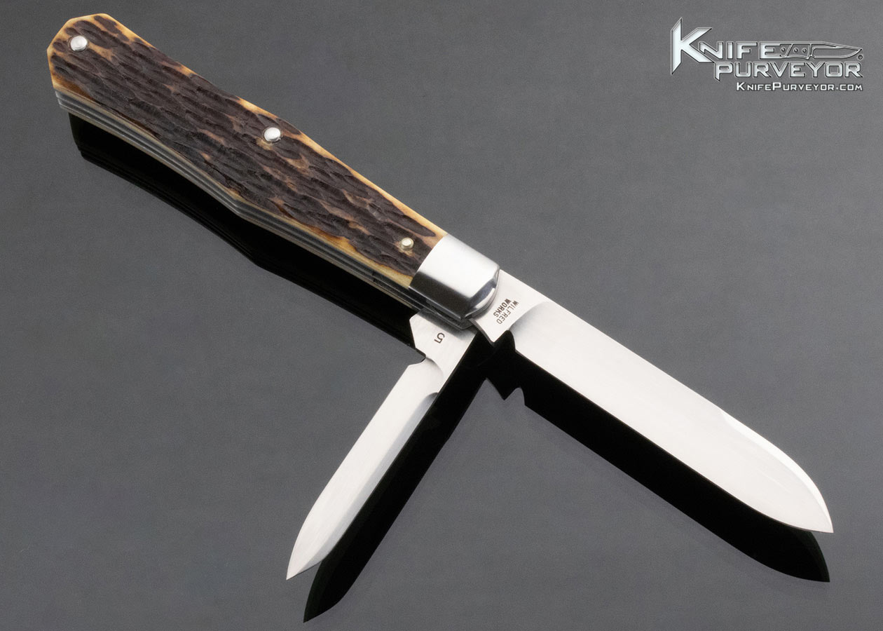 Tony Bose Custom Knife 2 Blade Jigged Bone Coffin Jack Single Bolster #5 with Federal Shield - Image 3