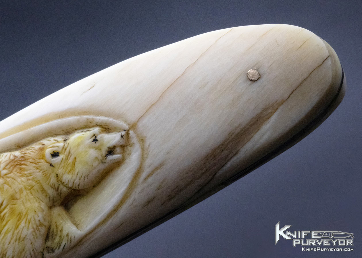 Arpad Bojtos Custom Knife Hand Carved Narwhale Tusk with Eskimo Motif - Image 8