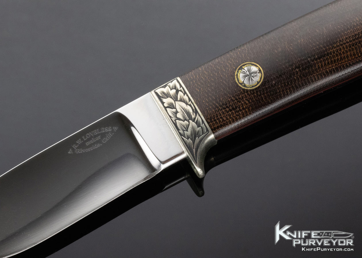 Bob Loveless Custom Knife Ron Skaggs Engraved Green Canvas Micarta Drop Point Hunter - Image 2
