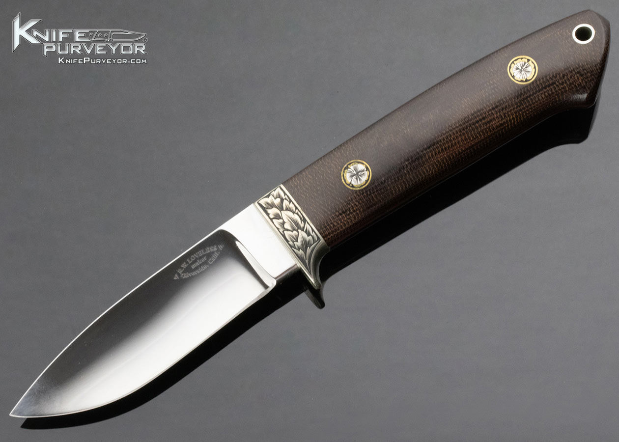 Bob Loveless Custom Knife Ron Skaggs Engraved Green Canvas Micarta Drop Point Hunter 13691