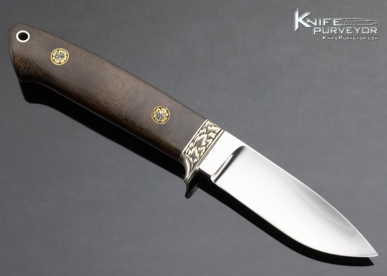 Bob Loveless Custom Knife Ron Skaggs Engraved Green Canvas Micarta Drop Point Hunter - Image 3