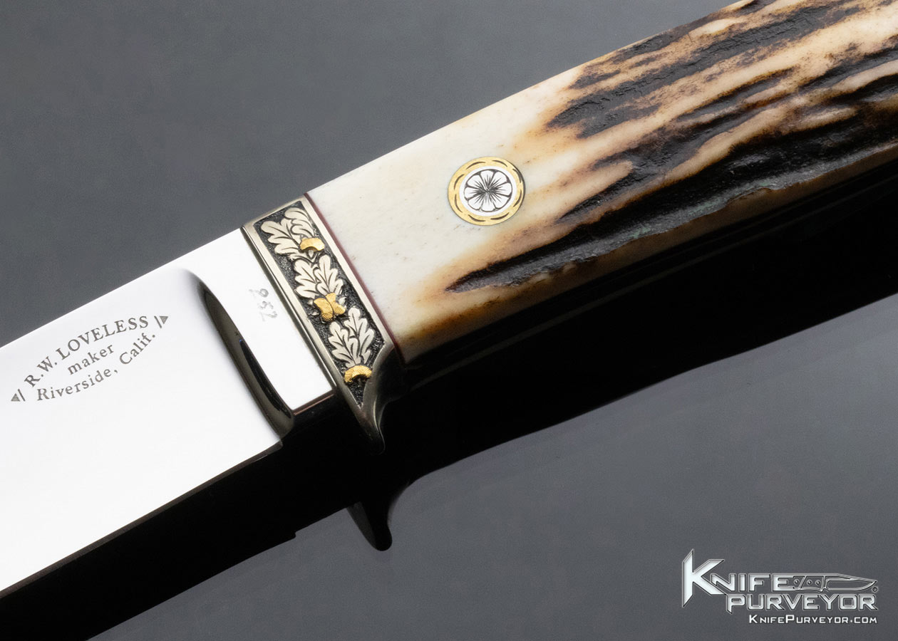 Bob Loveless Custom Knife 1983 Stag Drop Hunter Engraved by Jere Davidson - Image 2
