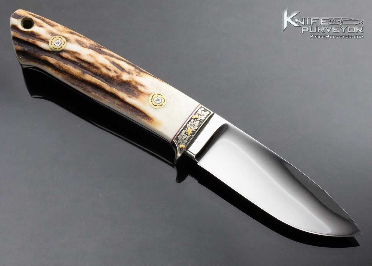 Bob Loveless Custom Knife 1983 Stag Drop Hunter Engraved by Jere Davidson - Image 3