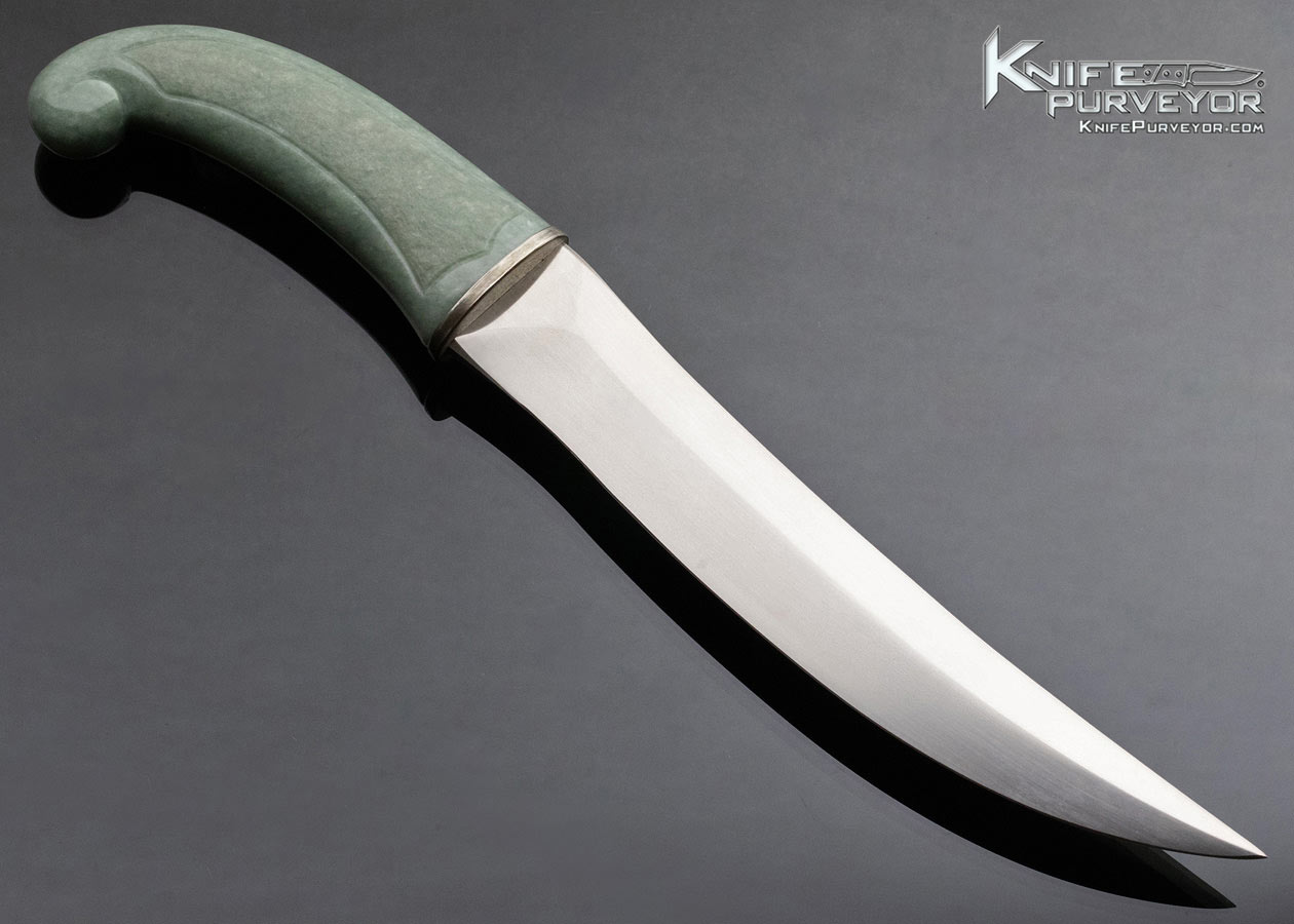 Bob Terzuola Custom Knife Carved Jade Persian Fixed Blade with