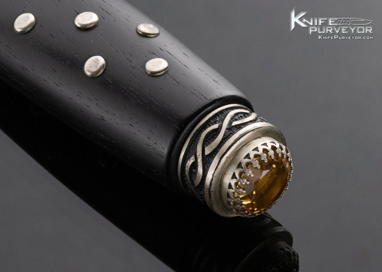 Brian Lyttle Custom Knife Engraved Ebony & Sterling Silver w/ 24Kt. Gold Inlay Sgian Dubh "Skee n Doo" 5.7ct Faceted Citrine - Image 6