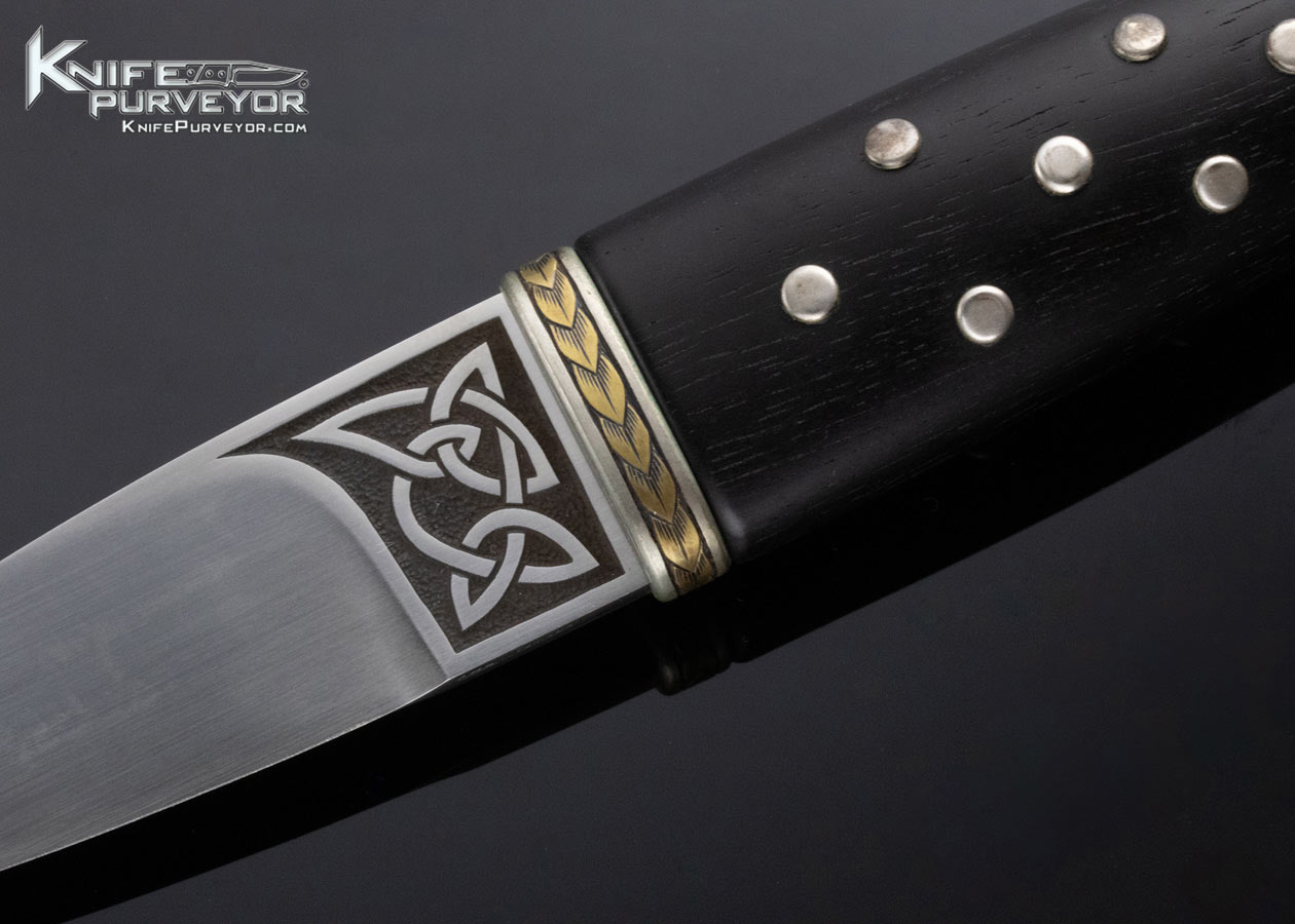 Brian Lyttle Custom Knife Engraved Ebony & Sterling Silver w/ 24Kt. Gold Inlay Sgian Dubh "Skee n Doo" 5.7ct Faceted Citrine - Image 2