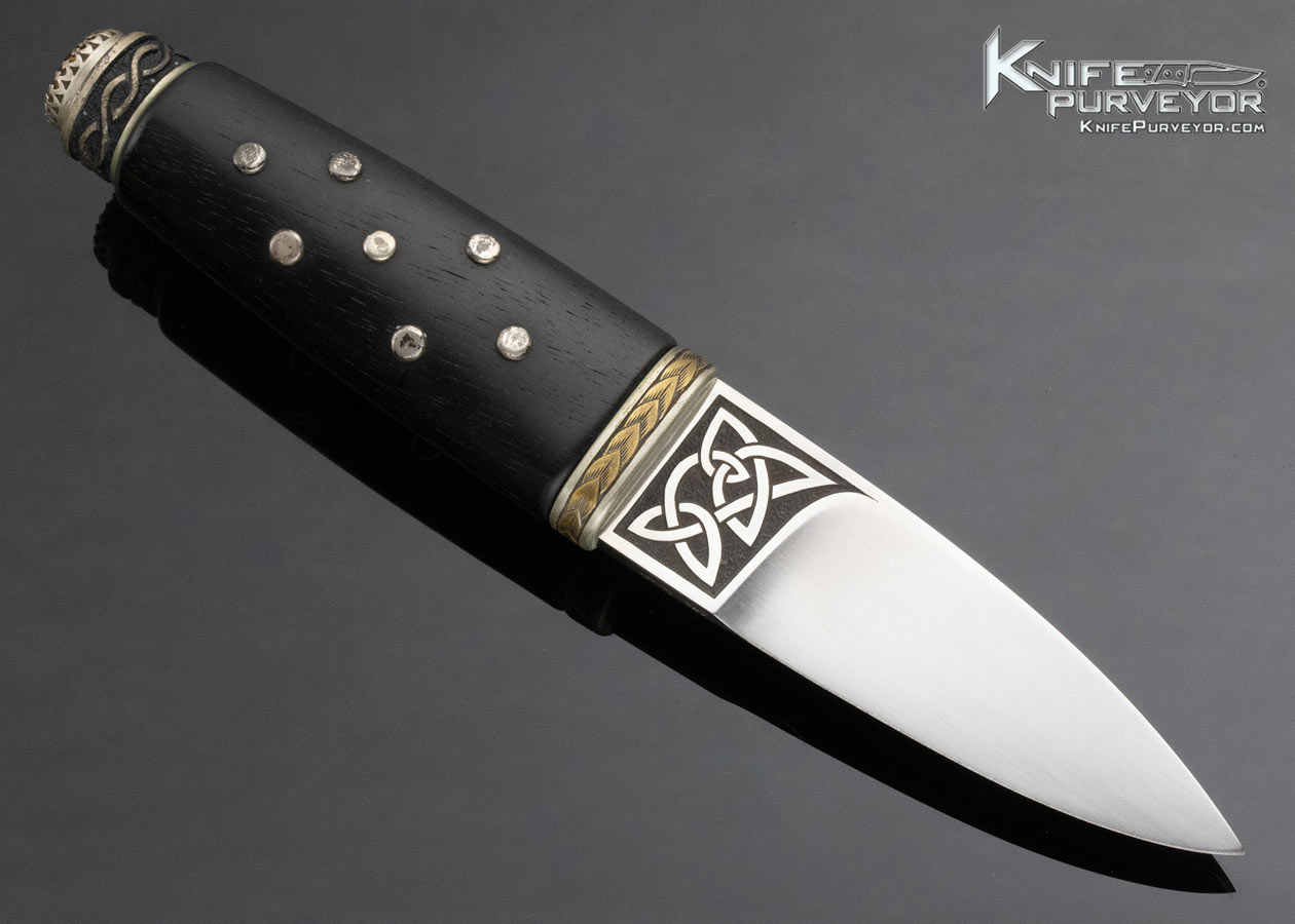 Brian Lyttle Custom Knife Engraved Ebony & Sterling Silver w/ 24Kt. Gold Inlay Sgian Dubh "Skee n Doo" 5.7ct Faceted Citrine - Image 3