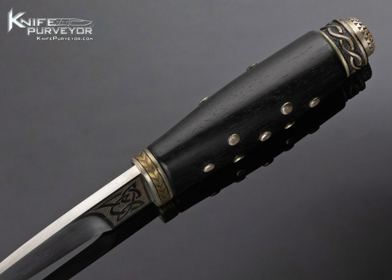 Brian Lyttle Custom Knife Engraved Ebony & Sterling Silver w/ 24Kt. Gold Inlay Sgian Dubh "Skee n Doo" 5.7ct Faceted Citrine - Image 4