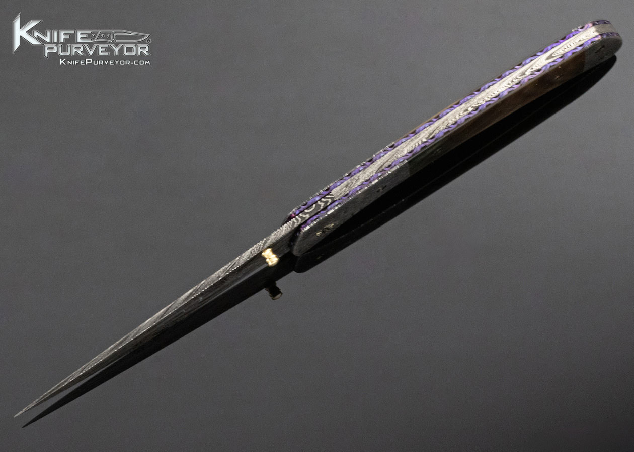 Cliff Parker Custom Knife Black Lip Pearl Shell and Sole Authorship Damascus Linerlock - Image 5