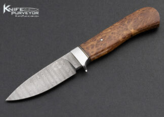 Unknown Custom Knife Damascus Lacewood Hunter 13975