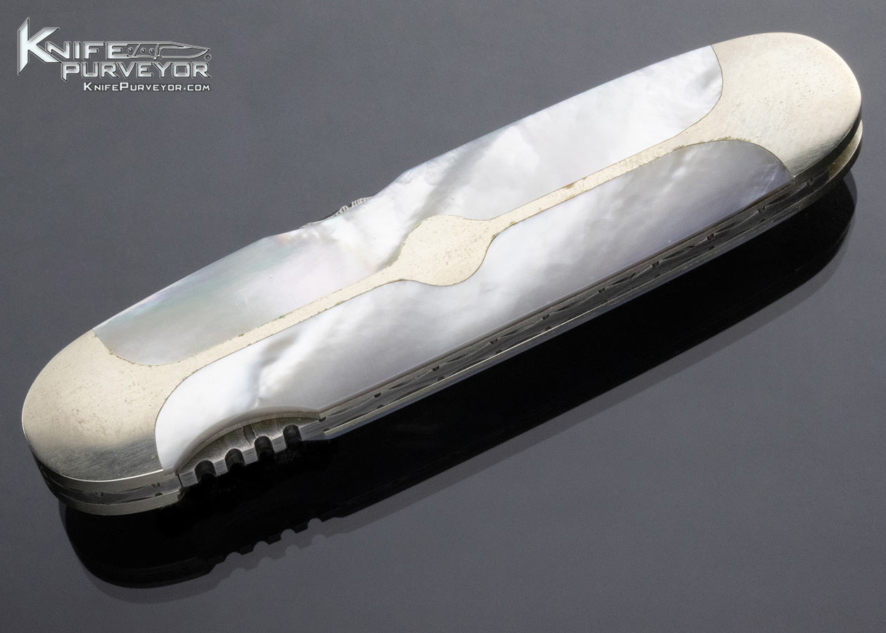 Doc Hagen Custom Knife Pearl and Damascus Lockback - Image 5
