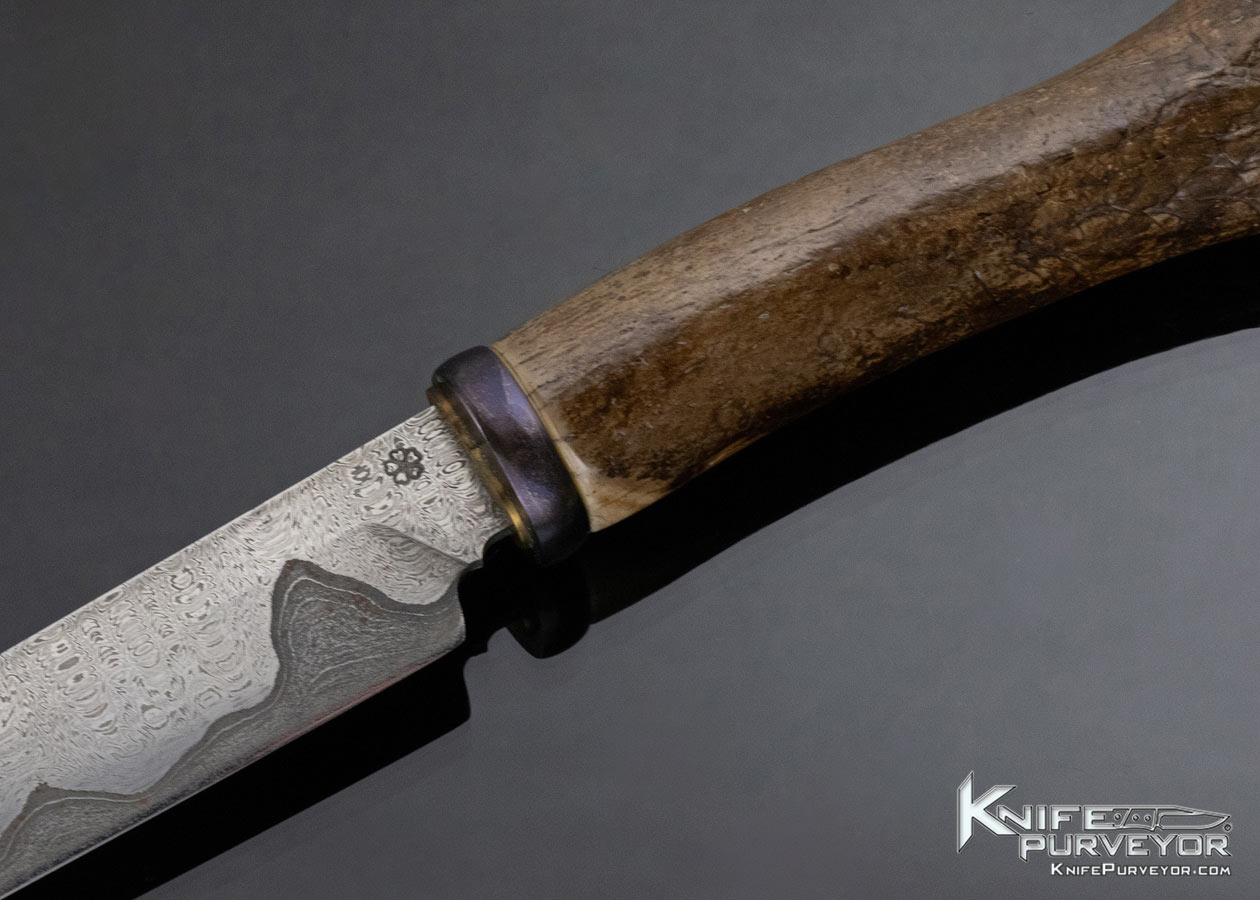 Don Fogg ABS Master Bladesmith Custom Knife San Mai Damascus and Fossilized Bone Hunter - Image 2