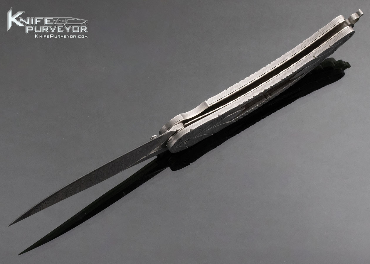 Doug Casteel Blacklip Pearl and Damascus Linerlock Custom Knife 13933
