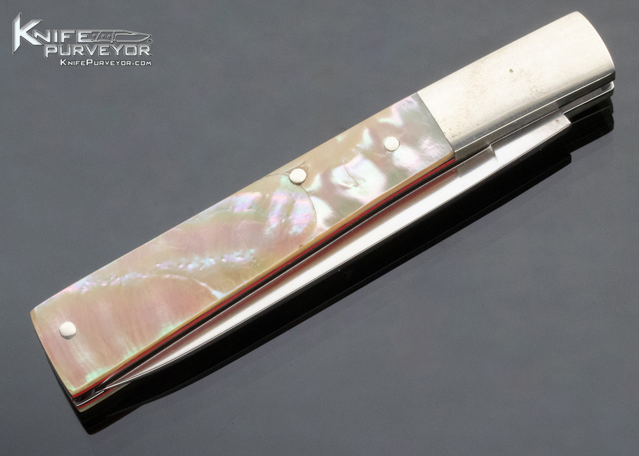 George Young Custom Knife Stellite 6K and Green Sea Snail Shell Slipjoint - Image 5