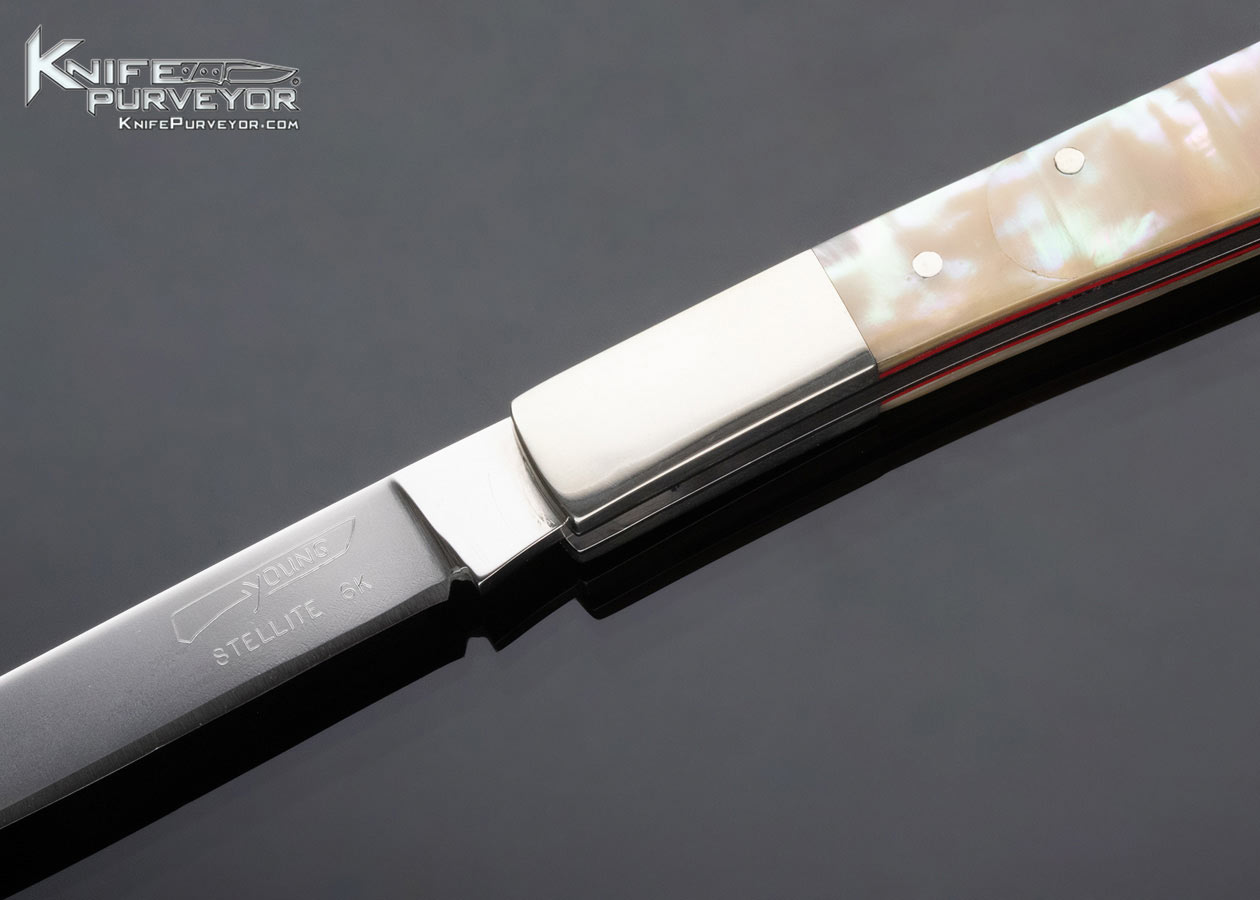 George Young Custom Knife Stellite 6K and Green Sea Snail Shell Slipjoint - Image 2