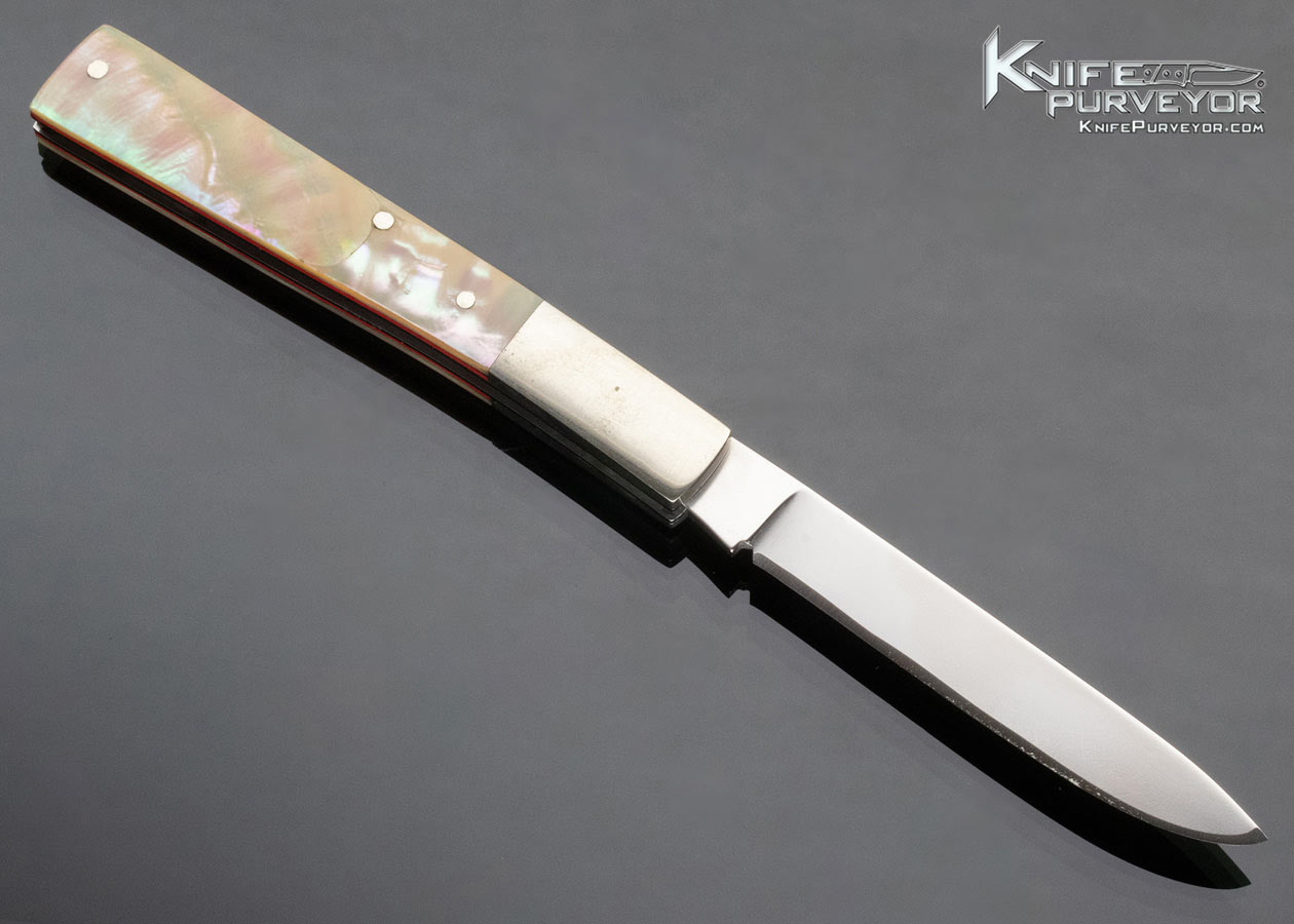 George Young Custom Knife Stellite 6K and Green Sea Snail Shell Slipjoint - Image 3