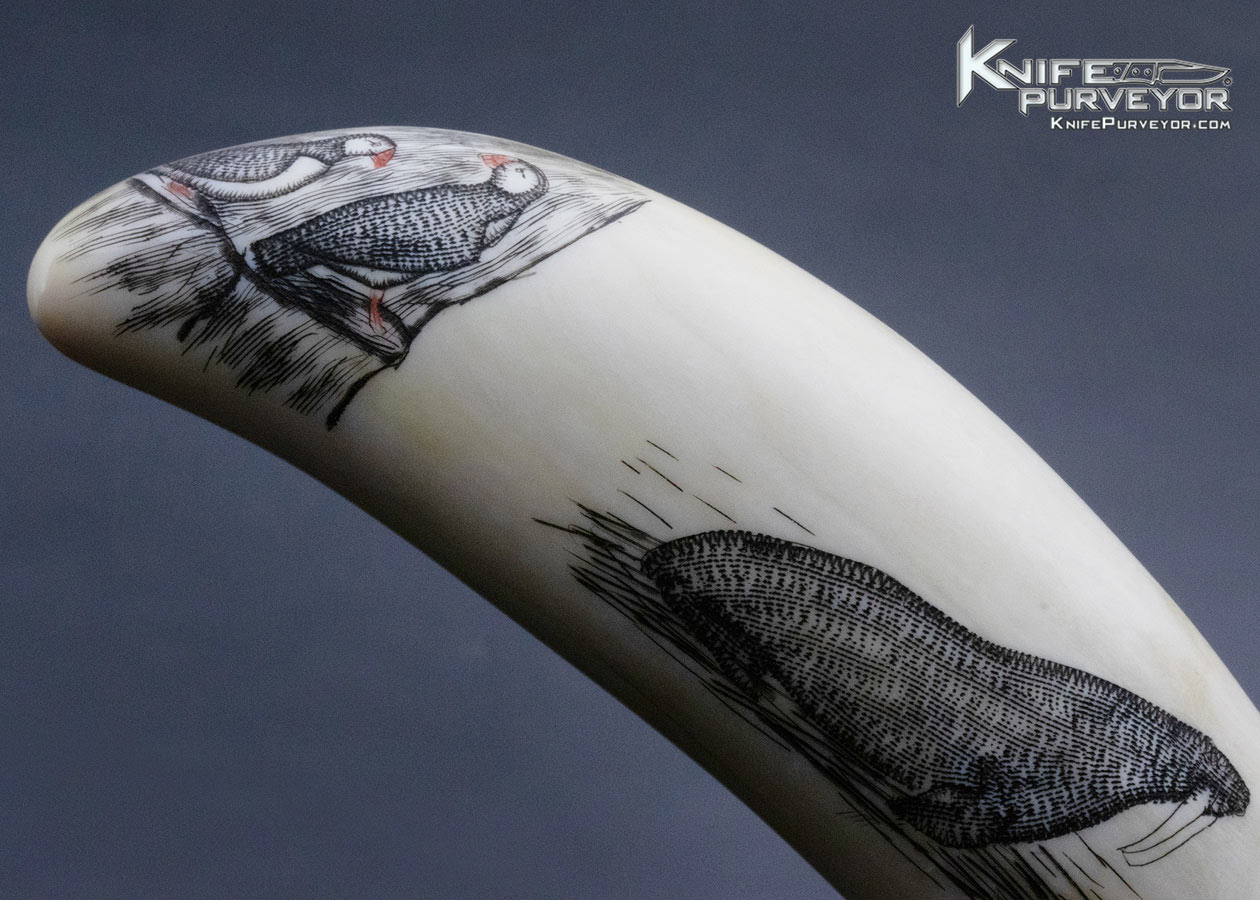 Gil Hibben Custom Knife Peter Mayac Scrimshawed Mammoth Tusk "Artic Winter Games Fixed Blade" - Image 5